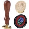 Ychostamp Timbro per Sigillo di Cera Rosa - Timbro per Sigillo di Cera Floreale, Timbro Floreale Vintage Rimovibile per Carte Buste, Inviti, Confezioni Regalo (Timbro Rosa Ovale B)