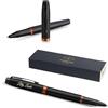 PARKER IM Professionals Vibrant Rings Penna roller con incisione, penna premium | confezione regalo | mina nera | regalo personalizzato | nome, compleanno (arancione PVD)