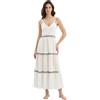 DIVINA Abito Lungo Donna in Pizzo Sangallo con Balze e Spalline Sottili - VEST198 (IT, Testo, Taglia Unica, Regular, Regular, White)