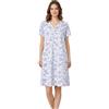 RAGNO Camicia da Notte Donna 100% Cotone Bianca con Fantasia Floreale Blu art DTO4NK