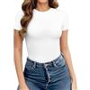 Shen&Qege Body donna, girocollo, maniche corte, vestibilità aderente, body, tuta, camicie, canotte, bianco, M