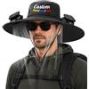 AESTHESTIFY Cappello personalizzato con 2 ventilatori solari Sun Cappello Boonie personalizzato a tesa larga per uomo donna UPF 50+ Bucket Outdoor Fishing & Beach Cappelli con ventilatore a energia solare