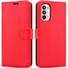 iCatchy Custodia a portafoglio in pelle per Motorola Moto G82 / G52 Flip Kickstand Slot per schede Protezione completa Folio Cover compatibile per Moto G82 / G52 Phone (rosso)