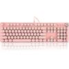 Yunseity Tastiera da Gioco Rosa, Tastiera Meccanica con Tasti Rotondi, Tastiera per Macchina da Scrivere Steampunk Retrò, Retroilluminazione Rosa e Bianca, Cavo USB, Neri