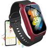 Generico Orologio Intelligente Anziani Rilevamento delle Cadute Smartwatch Bracciale SOS GPS 4G Funzione di Chiamata Braccialetto Intelligente Impermeabile IP67 per Demenza e Alzheimer (Rosso)
