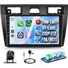 Rimoody Autoradio per Ford Fiesta Mk5 2002-2008 Wireless Carplay Android Auto You-Tube Vi-Link Bluetooth FM/RDS DSP EQ, 9 Pollici Touchscreen Radio 2 Din con Mirror Link USB SWC Telecamera Posteriore