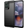 WJXEXRS Cover per Motorola Moto G55 5G, Custodia Spazzolata e Fibra di Carbonio Morbido Silicone TPU Slim Fit, Antiurto, Antigraffio, Antiscivolo, Custodia Motorola Moto G55 5G -Nero