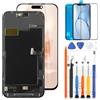 LADYSON INCELL - Schermo LCD di ricambio per iPhone 15 Pro Max A2849 A3105 A3106 A3108 6,7 pollici LCD digitalizzatore touch screen kit di montaggio con strumenti (nero)