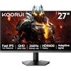 KOORUI Monitor da gioco da 27 pollici 1440p, monitor 2K con pannello IPS rapido, VESA per gaming con porte HDMI e Displayport, sincronizzazione adattiva, FreeSync e G-Snyc compatibile per PC