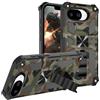 Ysnzaq Mimetico Cover per Google Pixel 10a, Protezione Antiurto di Grado Rugged Militare,Supporto Pieghevole Integrato Outdoor Custodie per Google Pixel 10a YH Verde Militare