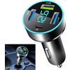 DONOONIS Caricabatteria da auto con 4 porte caricatore per accendisigari USB 66 W ricarica rapida 12 V QC3.0 e PD, con voltmetro LED compatibile con Phone, Android, Samsung