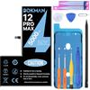 bokman Batteria per iPhone 12 Pro Max 5000mAh, Batteria Interna di Ricambio ad Alta Capacità con Kit di Riparazione, Strumenti e Strisce Adesive, Compatibile A2342 A2410 A2411 A2412