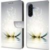 CLM-Tech Custodia compatibile con Samsung Galaxy A37 5G - PU Pelle Cover - Portafoglio con Funzione Supporto e Slots - Case Lampada Lotus