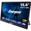 Energizer Monitor Portatile 15.6 FHD 1080p IPS - Schermo Esterno Ultra Sottile e Leggero per PC, Mac e Smartphone, USB-C e Mini HDMI, Altoparlanti Integrati - Nero