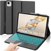 IVEOPPE Tastiera per HONOR Pad X9a 11.5 Pollici 2025, Cover con Tastiera Rimovibile con Trackpad, Keyboard Touchpad Italiano QWERTY 7 Colori Illuminato, Custodia con Portapenna, Nero
