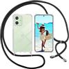 ISOI Cover con Cordino per Motorola G54 5G, Custodia Trasparente con Collana Tracolla Laccio Collo Ultra Sottile Morbido TPU Silicone Antiurto AntiGraffio Antiscivolo Case, Nero