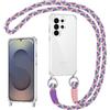 Coiwxmoi Cover per Samsung Galaxy S25 Ultra con Cordino, Custodia Trasparente con Regolabile Collana Ultra Sottile Antiurto AntiGraffio TPU Silicone Bumper Protettiva Case con Laccio Tracolla, Viola
