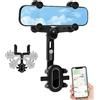 Sweetone Supporto per Telefono Specchietto Retrovisore Auto, Porta Cellulare 360° Girevole Retrattile, Multifunzionale Supporto Universale per Tutti gli Smartphone