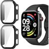GIOPUEY Cover Compatibile con Xiaomi Redmi Watch 6, [2 Pezzi] Pellicola Protettiva Vetro + Cornice in Plastica Rigida Custodia - Black+Black