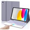 IVEOPPE Tastiera per iPad A16 11 Generazione /10 Generation (11/10.9 pollici, 2025/2022) con Touchpad, Cover Tastiera Italiano Staccabile Bluetooth Illuminato per iPad 11/10 Generazione, Viola lavanda
