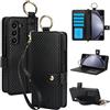 Remterad per Samsung Galaxy Z Fold 6 custodia in pelle PU cassa di protezione dalle cadute cover con cordino caso protettivo per lo schermo Nero.