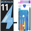 bokman Batteria per iPhone 11 5000mAh, Batteria Interna di Ricambio ad Alta Capacità con Kit di Riparazione, Strumenti e Strisce Adesive, Compatibile A2111 A2221 A2223