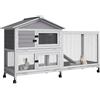 Garvee Gabbia a 2 Livelli per Piccoli Animali - Tetto Impermeabile, Ruote, Rampa Antiscivolo, 4 Porte, Vassoio Estraibile - Casetta in Legno per Conigli, Cavie, Furetti, Interno Esterno - Grigio