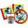 WOOPARTY Kit Compleanno Tavola 16 Persone (52 Pezzi: 16 Piatti 18cm, 16 Bicchieri 200ml, 20 tovaglioli) in Carta (Mickey Mouse)