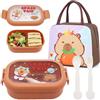 FCXVXCL Capybara Borsa Porta Pranzo Cartoni Animati Scatola Pranzo con Scomparti e Posate Portatile Design Sicurezza Forno Microonde Impermeabile per Lavoro Scuola Ufficio Viaggi