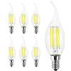 Chao Zan E14 LED Lampadine a Filamento 6W, 600LM C35 Small Edison Screw Lampadine a Candela, Luce bianca 6000K, 6-Pack
