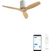 CREATE / WINDCALM S/Ventilatore da soffitto ABS bianco pale effetto legno chiaro con Wifi e telecomando / 40W, Silenzioso, Ø112 cm, 6 velocità, funzione estate-inverno