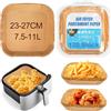 QOUBNIC 120 Pezzi Carta Forno per Friggitrice ad Aria 23-27cm, Carta Forno per Air Fryer 7-12L Quadrati Antiaderenti Compatibile con Philips Ninja Cosori Impermeabile Antiolio