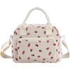 Ziyonix Borsa Termica per il Pranzo Borsa Termica Porta Pranzo Donna Carino Corduroy Cooler Tote Borse Lunch Bag Pratica Borsa Pranzo Isolata per Ufficio Scuola Picnic Viaggio (12L, Beige Fragola)