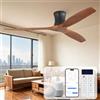 Sofucor Smart Ventilatore da Soffitto con Alexa/App/Wifi, 132 cm Legno Massello Ventilatore a Soffitto con Telecomando, DC Silenzioso, Timer, 6 Velocità, Modalità Estate/Inverno per Soggiorno