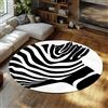 TOANGWALL Tappeti rotondi moderni 80cm tappeto a righe zebra nero a motivi bianco tappetino antiscivolo lavabile tappeto circolare resistente alle macchie per soggiorno ufficio salotto