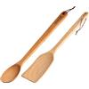 MAGNAWARE Cucchiaio in legno extra lungo, 45,7 cm, resistente, per cucinare in pentole grandi e decorazioni da parete, per cucinare Cajun, preparare, mescolare, mescolare, in legno naturale massiccio (set con