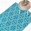 Homescapes 100% cotone geometrico stampato tappeto 'Riga' verde & bianco tappeto, Cotone, Teal and White, 90 x 150 cm