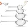 AIOUHMYM 4 Pz Scolapasta Acciaio Inox, Passino Colino Acciaio Inox Maglia Fine | 20,5/27/32,8/39,8 cm Setaccio da Cucina con Maniglia, Setaccio per Farina Cuocere Verdure, Frutta, Farina, Succo, Tè