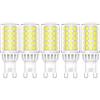 WULUN G9 5W lampadine a LED, equivalente a lampadina alogena 50W, 6000K Bianco Freddo, Risparmio energetico, angolo di fascio a 360°protezione degli occhi, 220V-240V, Non dimmabile, 5 Pezzi