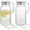 Bqkroa 2 brocca in plastica con coperchio: 1,8 l, bottiglia di ananas, trasparente, in plastica, per frigorifero, per bevande fatte in casa, acqua, latte, caffè, vino, tè freddo