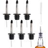 UBRAVE 6 Pcs Metal Pour Tappo Versatore Bottiglia,Beccucci Per Bottiglie Di Liquori,Dosatore Con Tubo Per l'Aria,Con Spazzola Per Pulizia,Per Bottiglie, Cocktail, Vino, Grappe, Feste e Bar (Nero)