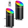 T-SUN RGBW Faretto LED da Terra, 3W Lampada da Terra per Interni, Lampadina LED GU10 & Interruttore a Pedale/Telecomando, RGB Faretto Pavimento per Decorare la Casa, Piante, Immagini (2 pezzi, Nero)