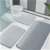 MOFXWHE Set di 3 Tappetini da Bagno, Tappeto Bagno Antiscivolo in Memory Foam, Tappetino Bagn-o Assorbente Per Doccia, WC e Vasca da Bagn-o, Morbido e Confortevole (Grigio Chiaro)