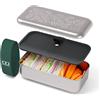 monbento - Porta pranzo metallici MB Sense Jungle - Contenitore per pranzo fuori casa acciaio inox con coperchio ermetico - Senza BPA - microonde, congelatore e lavabile in lavastoviglie - Foglie
