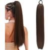 JUGUTA Coda Capelli Extension, Estensione Coda Cavallo 60Cm Lungo Dritto Avvolgere Intorno A Clip In Coda Di Cavallo Estensioni Dei Capelli Sintetici Per Donne E Ragazze