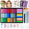 Janolia Truccabimbi Kit, 33 Colori Pittura Facciale, Body Painting Lavabile, Trucca Bimbi Viso per Bambini Adulti, Trucco Viso Corpo Bambini Ideale per Halloween Carnevale Pasqua Natale Cosplay Feste