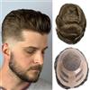 Ehairc Sistema per capelli da uomo Bond Mono Lace Pu Front e Npu back Mens Toupee Durevole Toupee per uomo, 100% capelli umani, protesi maschile 130% media densità (#6)