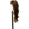 Ser Mulher Coda Capelli Extension Sintetici + Boccoli, LUNGA: 50 cm, PESO: 122g, Effetto Naturale, Ondulata e Voluminosa - Facile da Applicare per Acconciature, EMILY, (Dark Brown Degradee)