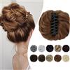 Elailite Posticci per Chignon Capelli Donna con Clip Pinza Chignon Finto Elastico Gonfio Voluminoso # Castano Ramato Chiaro Hair Bun Coda di Cavallo (Diametro 15cm)