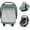 ZGGZHeim Parasole e Zanzariera 2 in 1 per Ovetto Neonato,Copertura Traspirante con Protezione Solare UV 50+,Copri Seggiolino Auto Universale per Passeggino e Maxi Cosi, Cybex, Anti Insetti e Anti Vento (Verde)